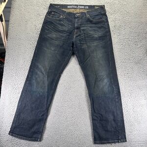 Vintage Nautica Jeans Mens 38x34 Blue Cotton Denim Straight Baggy Workwear Faded